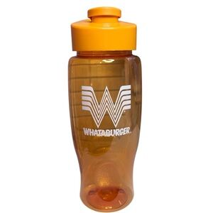 Whataburger Water Bottle NEW Orange Plastic Flip Top Carry Handle BPA Free